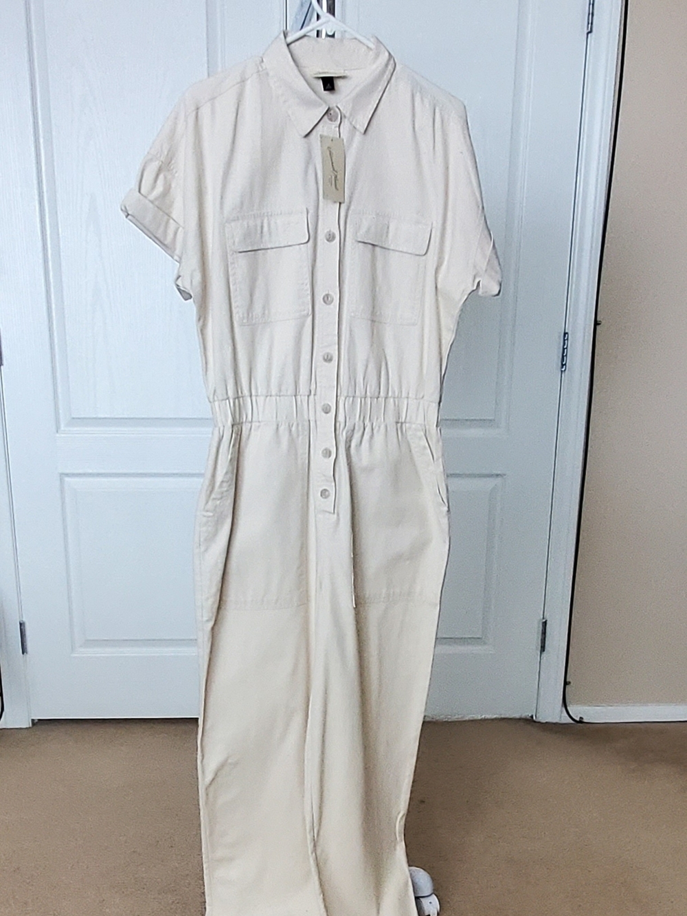Universal Thread Casual Cream Button-Front Jumpsuit